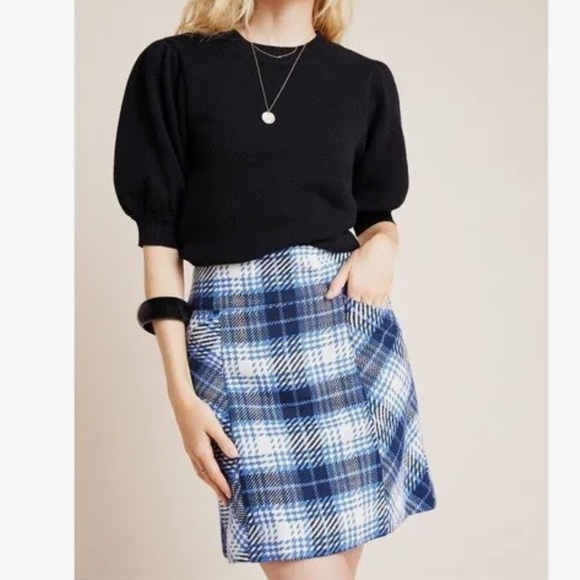 NWT Anthropologie Maeve Plaid Tweed Skirt Size 2 - Picture 7 of 7
